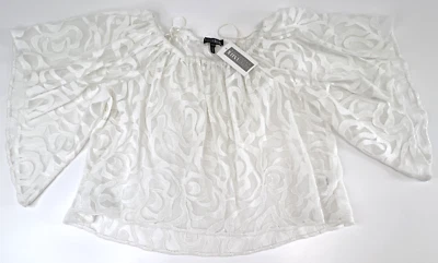 INTERMIX Women's Size Petite/Small White Lace Off Shoulder Crop Boho Blouse NWT - Image 1 of 4