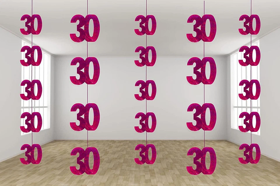 SHATCHI 30th Birthday Anniversary String Glitz Pink Hanging Party Supply Decorations