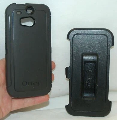 Genuine OtterBox Defender HTC ONE M8 BLACK Case Smart Cell Phone Shell holster - Image 1 of 4