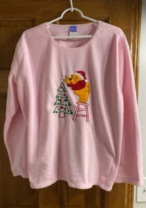 Women(XL)WINNIE THE POOH CHRISTMAS SWEATSHIRT light pink disney tree fleece - Bild 1 von 4