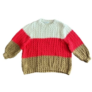 MANGO Women’s Boxy Oversized Chunky Knit Crew Neck Balloon Sleeves Sweater S - Picture 1 of 10