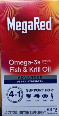 MEGARED OMEGA-3 700MG ACEITE DE KRILL 900MG SUPLEMENTO DIETÉTICO SALUD DEL CORAZÓN 40 CÁPSULAS BLANDAS Foto 1 de 3