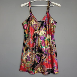 Camicia da notte vintage anni 90 Adonna slip dress donna L paisley floreale raso - Foto 1 di 12