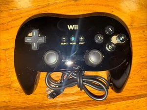 Official OEM Nintendo Wii Black Classic Pro Wired Controller RVL-005(-02) Tested - Picture 1 of 2