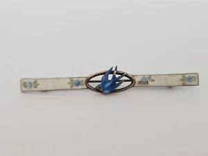 Antique P&B Paye and Baker Art Deco Sterling Silver Enamel Bird Bar Pin 3" *READ - Picture 1 of 11