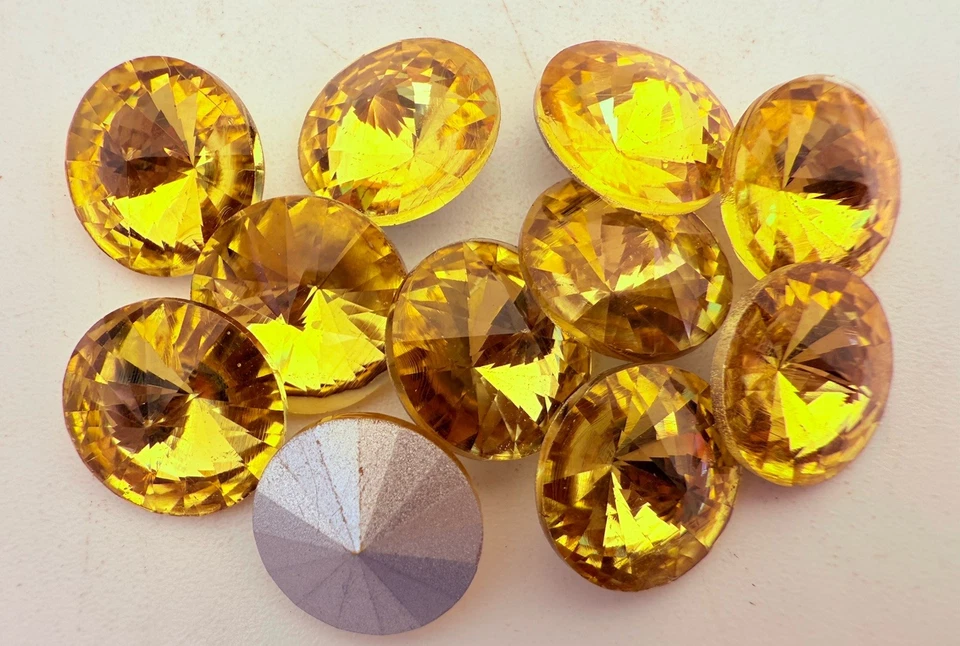 Piedra de fantasía de cristal de Swarovski Rivoli amarillo girasol 14 mm 1122 Cantidad:1 Foto 1 de 2