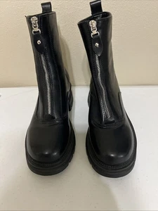 Biker/Combat Style Women’s Front Zip Boots Black Size 6.5/7 - Picture 1 of 8