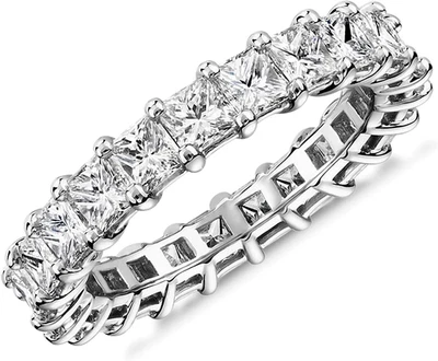 Anillos Chapados en Oro 14K con Circonita Cúbica Amor y Apilables 3Mm Corte Princesa Ri Foto 1 de 4