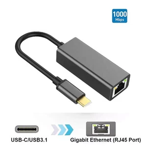 1000 Mbit/s USB-C 3.0 auf RJ45 Gigabit Ethernet LAN Netzwerkadapter Mac Win Lap - Afbeelding 1 van 7