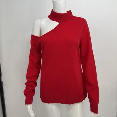 Novo com etiquetas Antonio Melani Tina suéter de caxemira gola alta recortado tamanho G vermelho $149 - Imagem 1 de 4