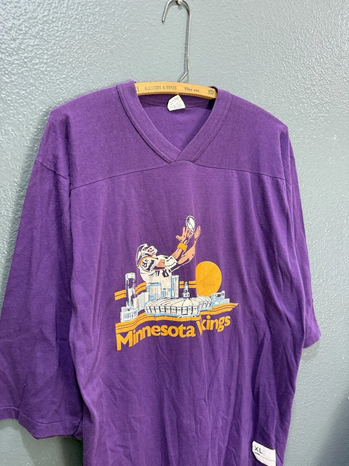 De colección Años 70 Logo 7 NFL Minnesota Vikings Fútbol Metrodome Raglan XL Púrpura  Foto 1 de 4