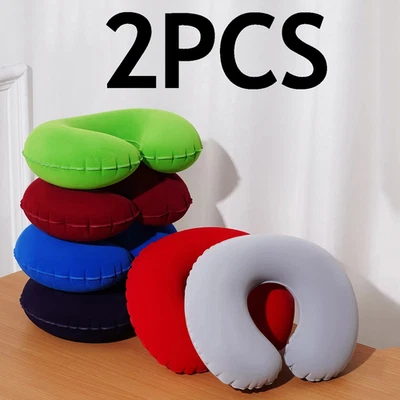 2pcs Inflatable U-Shaped Travel Neck Pillows – Portable & Folding Design - NEW - Image 1 of 4