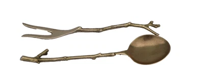 Brass Branch Fork and Spoon Serving Set Vintage - Image 1 of 4