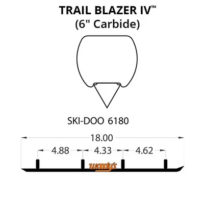 Woodys Trail Blazer IV Flat-Top Carbide Runners para 1998 Ski-Doo Skandic WT LC Foto 1 de 2