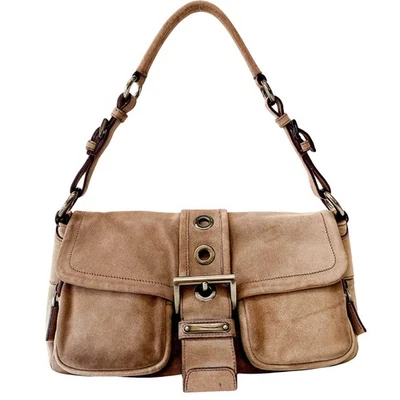 PRADA Brown Suede Shoulder Bag - Image 1 of 4