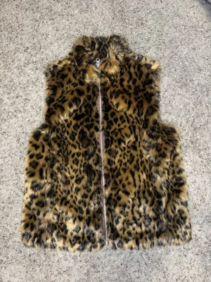 JCREW Chaleco de Piel Sintética Chaqueta Leopardo Estampado Animal Apres Academia Esquí Preppy Boho S Foto 1 de 4