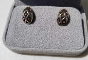 Retired James Avery Spanish Lattice post earrings 14K 925 Sterling Silver 5/8" - Picture 1 of 5