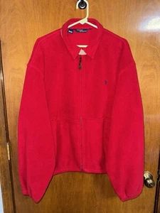 Chaqueta polar vintage Polo Ralph Lauren para hombre cremallera completa roja hecha en EE. UU. roja talla XXL - Imagen 1 de 13