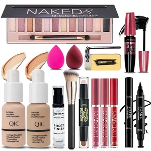 All in One Makeup Kit for Women Full Kit, 12 Colors Eyeshadow, Foundation & Prim - Picture 1 of 7
