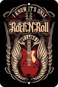 I Know It's Only Rock'n'Roll Music Aluminum Tin Sign Plaque Man Cave Bar S177 - Picture 1 of 5