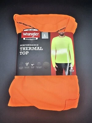 Wrangler Workwear Performance Orange Thermal Top Long Sleeve Size L Large Pocket - Image 1 of 3