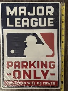 MLB "Major League Parking Only" Open Road Brands Decor Man Cave Metal Sign 13x9 - Picture 1 of 8