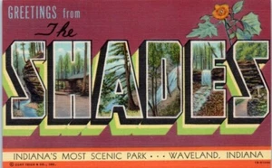 Greetings from THE SHADES Waveland, Indiana IN linen - Postcard - Picture 1 of 2