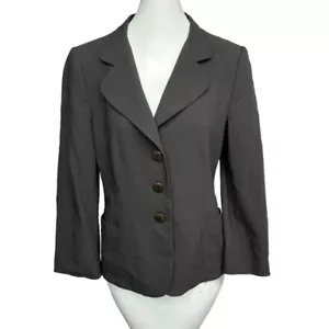 Armani Collezioni Women's 8 Blazer Jacket Brown Virgin Wool Button Down Italy - Picture 1 of 10