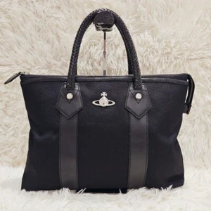 Auth Vivienne Westwood Orb In Trechart Shoulder Bag Black Leather From Japan - Picture 1 of 19
