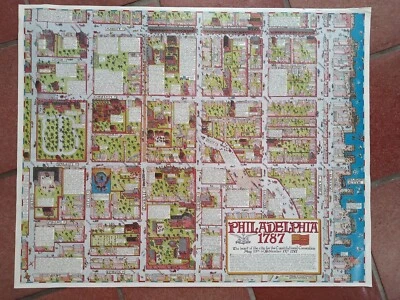Rare 1986 Bob Terrio Philadelphia 1787, Pennsylvania Pictorial Map, City Plan - Image 1 of 4
