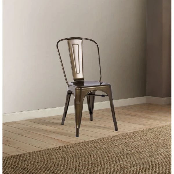 ACME Jakia Rustic Antique Bronze / Silver Metal Finish 35"H Side Chair (2PC) - Image 1 of 1
