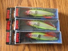 RAPALA CLACKIN MINNOW 09's----LOT of `3 CLOWN COLORED FISHING LURES-CNM09