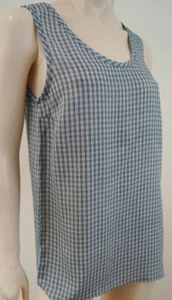 Camisa a cuadros pequeños JOSEPH azul marino y crema seda Deborah talla: 40; Reino Unido12 - Imagen 1 de 4