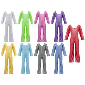 Kids Girls Bodysuit Acrobatics Unitard Stand Collar Jumpsuit One Piece Costume - Picture 1 of 78