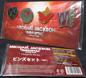 Michael Jackson Lot (4) Pins Pin Set IMMORTAL TOUR CIRQUE DU SOLEIL JAPAN 2013 - Imagen 1 de 1