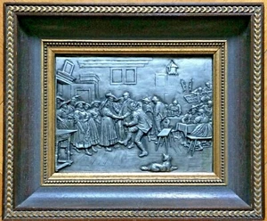 Relieve de estaño basado en la pintura "Llegada a la pista de baile" de Franz Defregger - Imagen 1 de 1