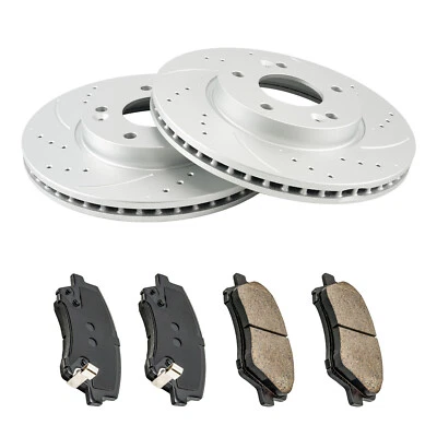 Fits 2017-2020 Hyundai Elantra 1.4/2.0L Front Drilled Brake Rotors Brake Pads - Image 1 of 4