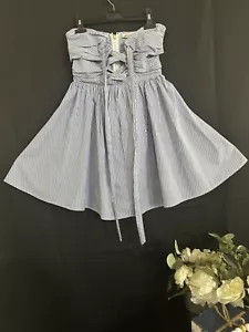JUICY COUTURE WOMEN DRESS SMALL WHITE AND BLUE STRIPES SHORT,SLEEVELESS.RN92918 - Picture 1 of 12