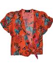 DESIGUAL Womens Wrap Shirt UK 12 Medium Orange Floral Viscose UI14