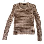 Portmans Womens Brown Loose Knit Jumper Size M Metallic Thread Long Sleeve 