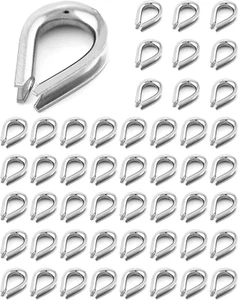 50Pz 1/8" M3 Ditale in Acciaio Inox per Diametro Filo Cavo Ditale Rigg - Foto 1 di 6