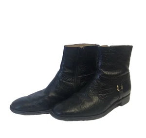 Vintage 1960s Stuart McGuire Men's Black Leather Beatle Bootie Boots Size 9.5 - Picture 1 of 20