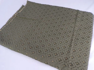 Vintage Upholstery/Home Decor Fabric Green Cotton Poly L Shape Piece See Pic L22 - Picture 1 of 5