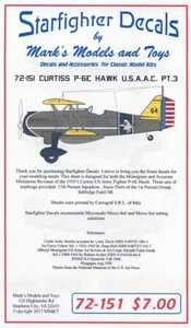 Starfighter 72151 x 1/72 Curtiss P6E Hawk USAAC Parte 3 para RMX, ATE y Olimp - Imagen 1 de 1