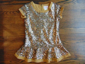 AMERICAN GIRL GOLDEN SPARKLE BLOUSE TUNIC SZ.S(10/12) MINT - Picture 1 of 3