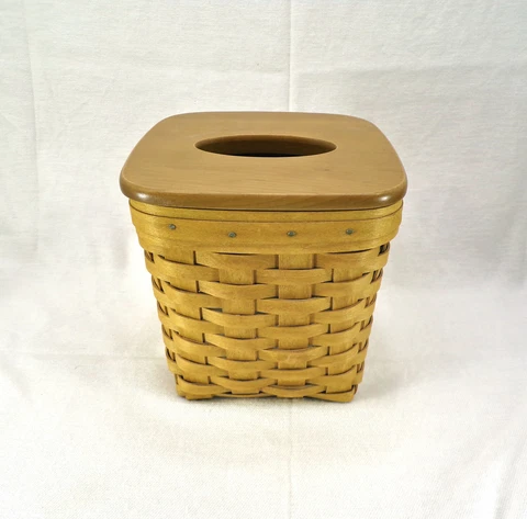 Vintage Longaberger Tissue Box Holder Basket with Lid Cover