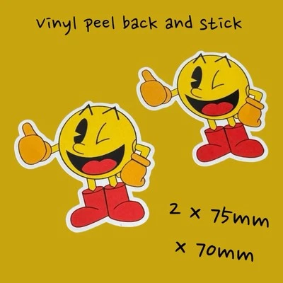 Pacman PAC Man X2 Classic 1980's Logo  Vinyl Sticker Decal Arcade Gaming Machine - Image 1 of 2