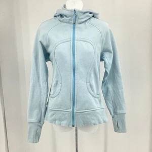 Lululemon Women Sz 8 Scuba Hoodie Caspian Blue Full Zip Hooded Sweatshirt Jacket - Picture 1 of 11