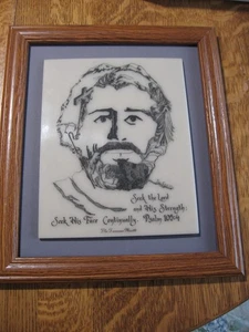 Schönes gerahmtes Gesicht Christi Radierung von Joe Castillo versteckte Bilder 12"x14" - Bild 1 von 9