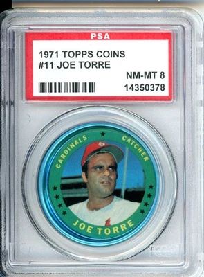 Monedas Topps 1971 Joe Torre #11 PSA casi nuevas-como nuevas 8 Foto 1 de 2